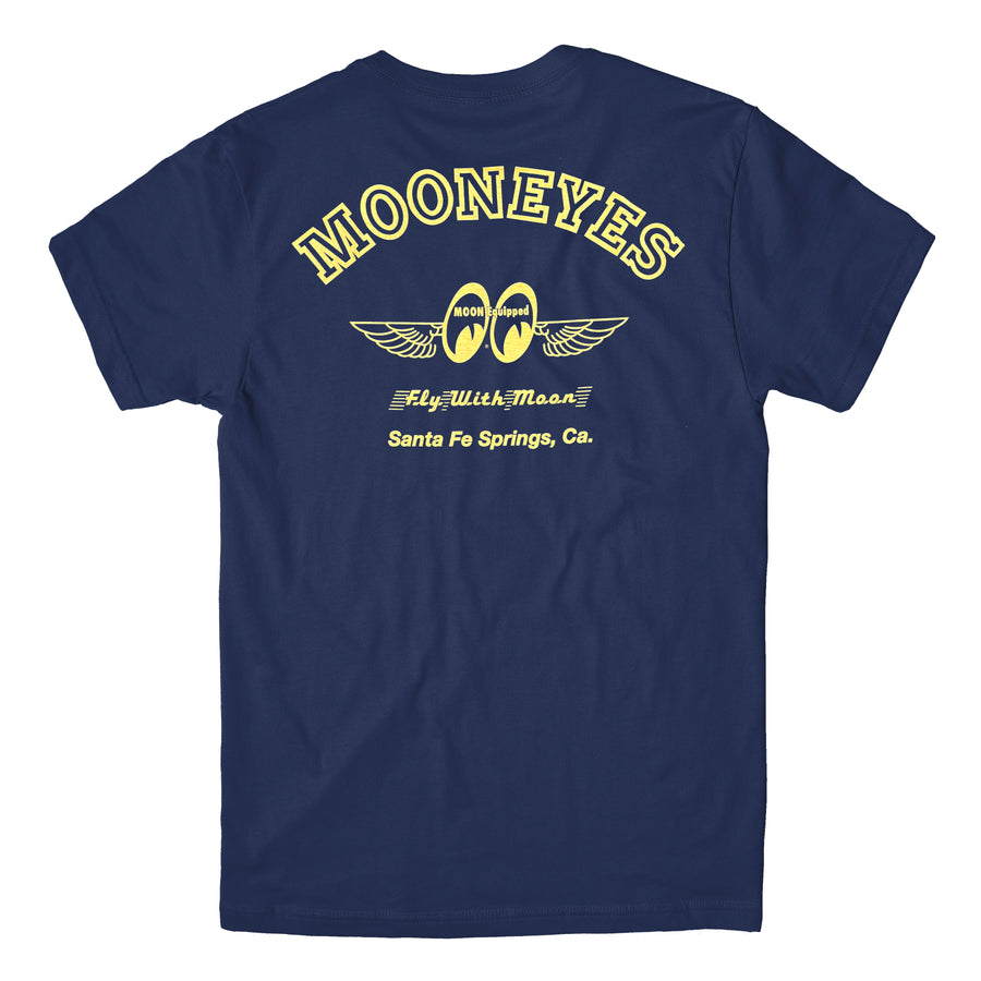 Mooneyes Fly With Moon T-Shirt - Navy
