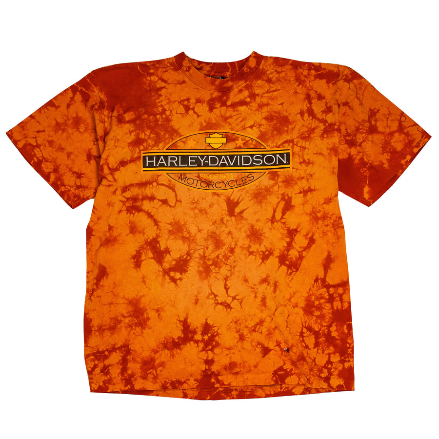 Harley Davidson Vintage T-Shirt - Brandon Harley Florida - Orange Acid Wash