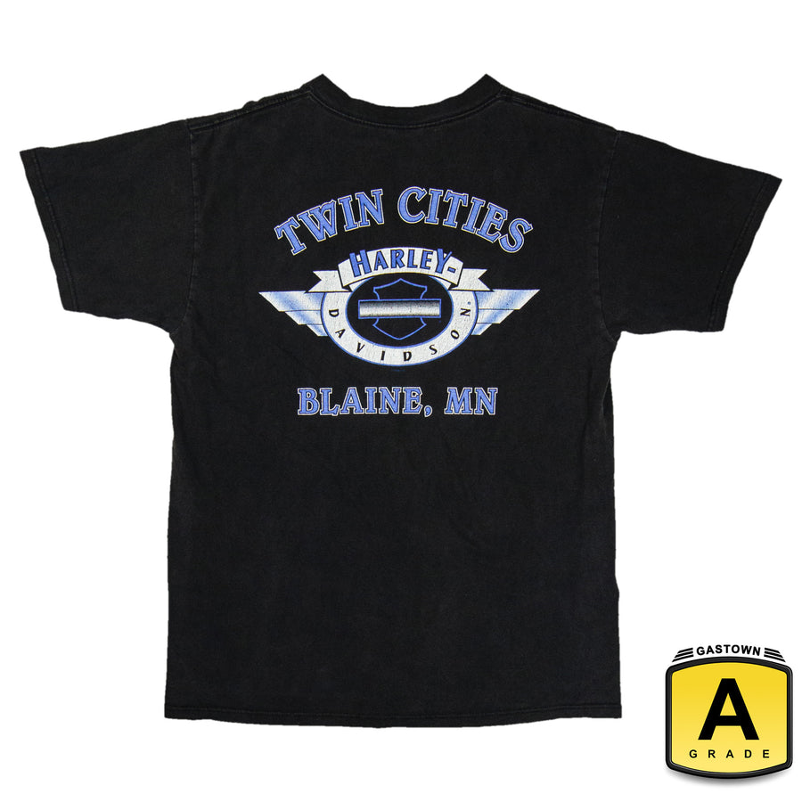 Harley Davidson Vintage T-Shirt - Eagle Twin Cities Blaine Minnesota Harley - Black