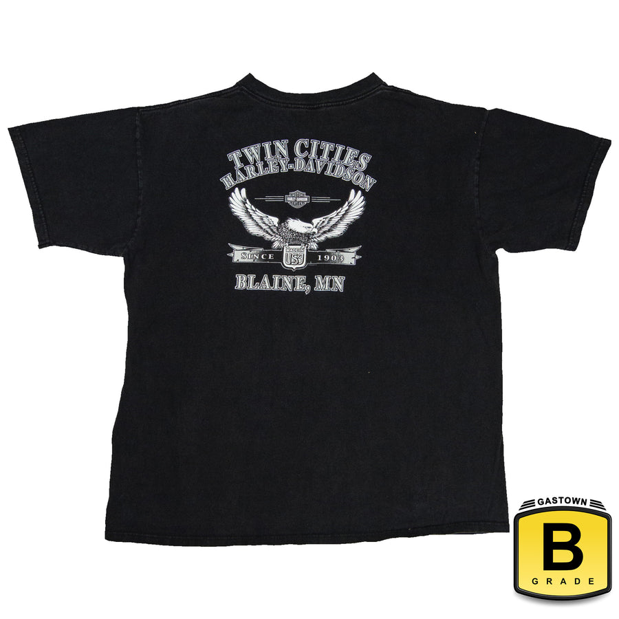 Harley Davidson Vintage T-Shirt - Eagle VS Dragon Twin Cities Blaine Minnesota Harley - Black