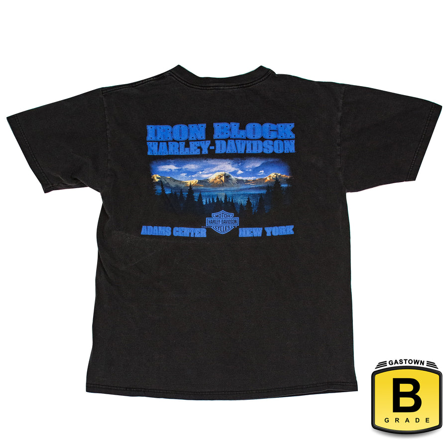 Harley Davidson Vintage T-Shirt - Iron Block Harley New York - Black