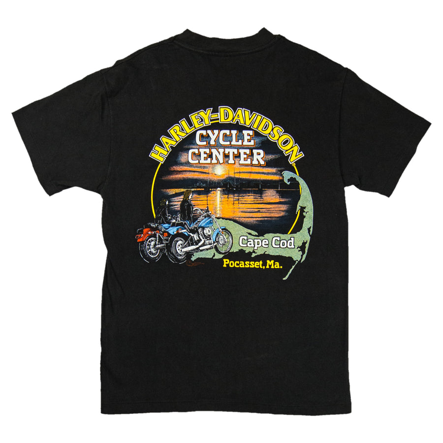Harley Davidson Vintage Pocket T-Shirt - Cape Cod Harley Cycle Center - Black