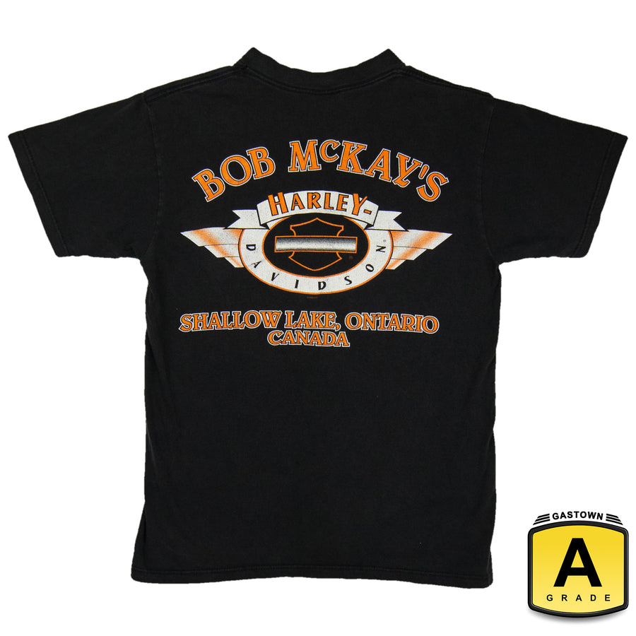 Harley Davidson Vintage T-Shirt - The Original Hard Drive Bob McKay's Harley Shallow Lake Ontario - Black