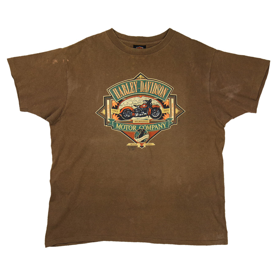 Harley Davidson Vintage T-Shirt - Worlds Finest Harley Baltimore Maryland - Brown