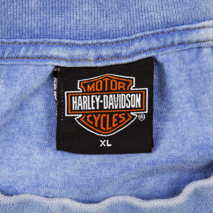 Harley Davidson Vintage T-Shirt - Ann Arbor Harley Michigan - Blue Acid Wash