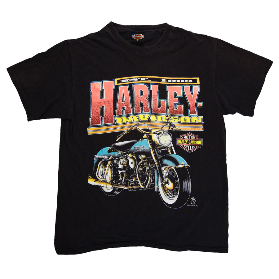 Harley Davidson Vintage T-Shirt - Est. 1903 Pink & Blue - Black