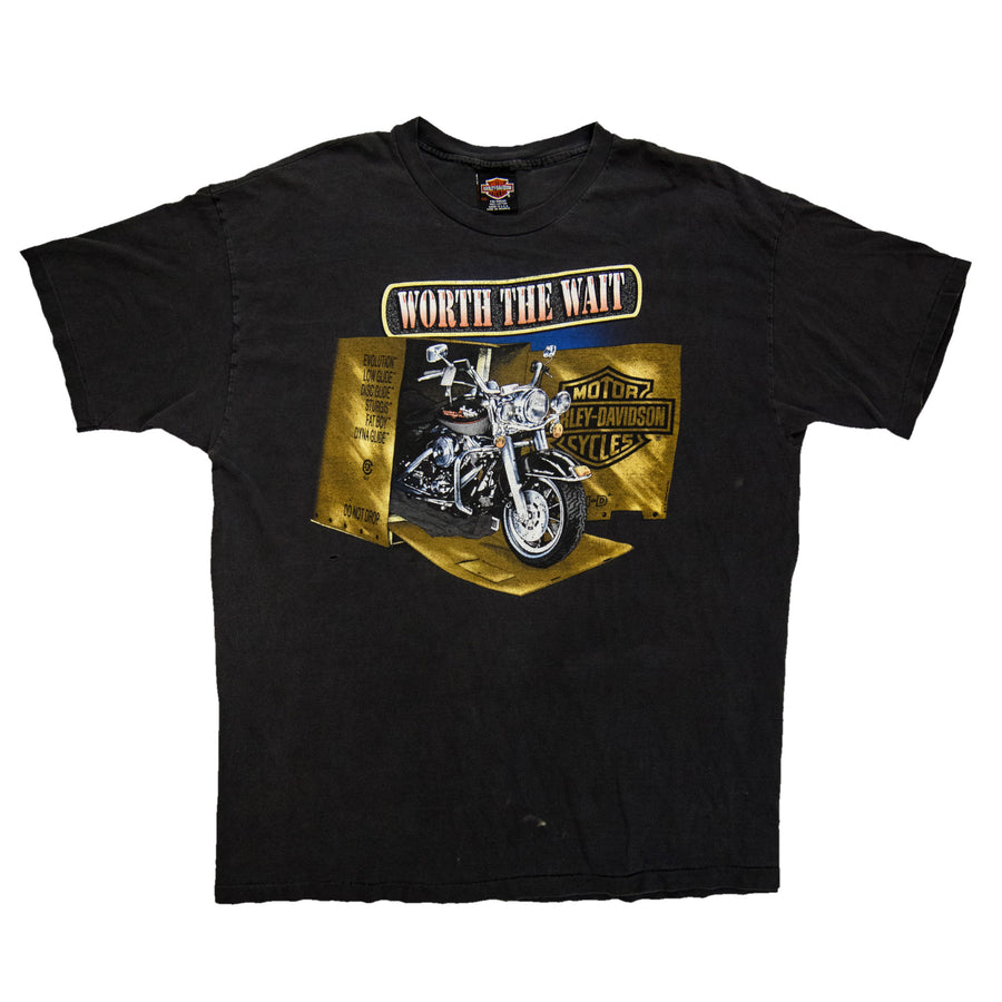Harley Davidson Vintage T-Shirt - Worth The Wait Reno Nevada - Black
