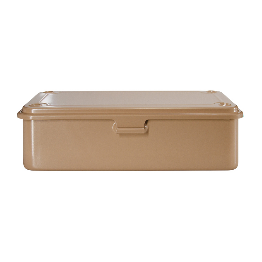 Toyo Steel T-190 Beige. Compact matte beige steel box with seamless construction, ideal for organizing small items. Durable and portable. 0.4kg.