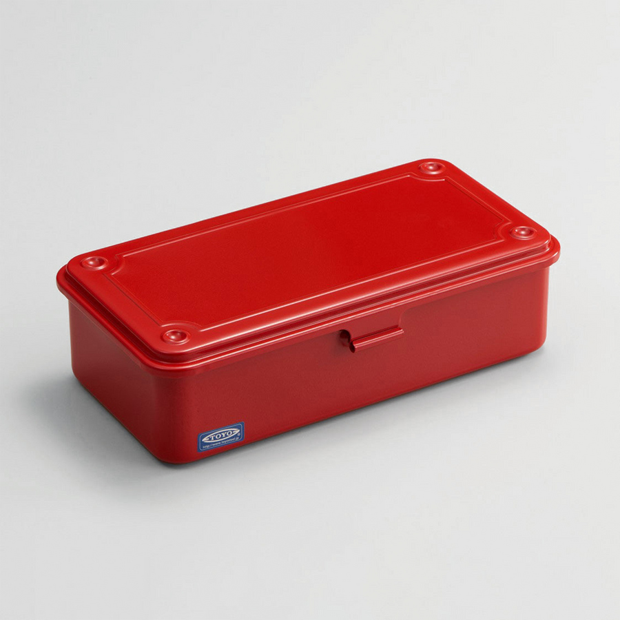 Toyo Steel T-190 Red. Matte red steel box, pressed from a single plate. Durable, lightweight, and stackable. 0.4kg.